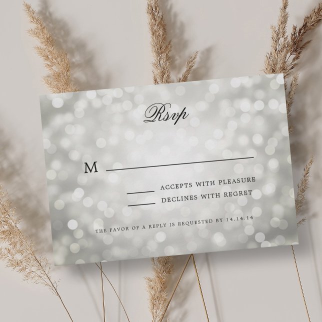 Elegant Wedding RSVP Bokeh Lights Vintage Silver  (Elegant Wedding RSVP Bokeh Lights Vintage Silver )
