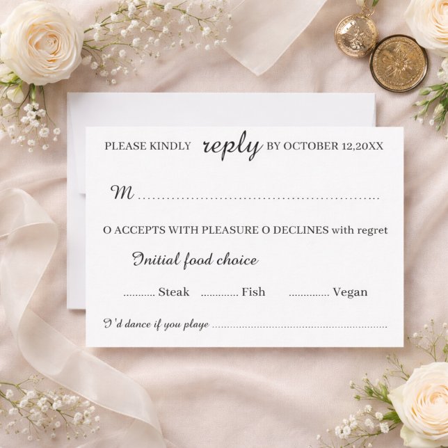 Elegant Wedding RSVP Card  Minimalist Custom Reply (Creator Uploaded)