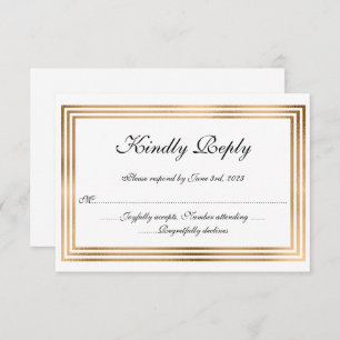 Elegant Wedding RSVP card with gold foil border