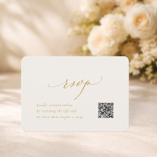 Elegant Wedding RSVP Card with QR Code