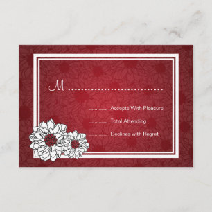 Elegant Wedding RSVP Dahlia Floral Red Card