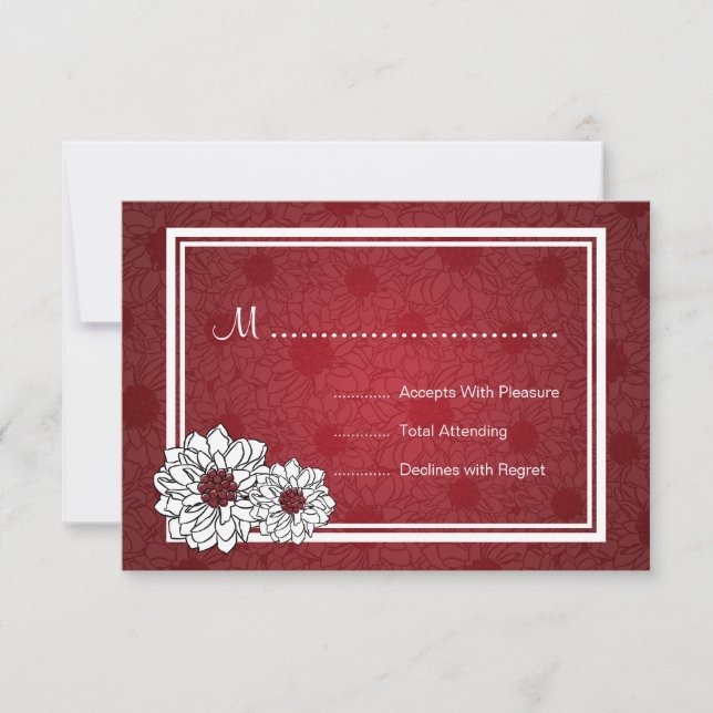 Elegant Wedding RSVP Dahlia Floral Red Card (Front)