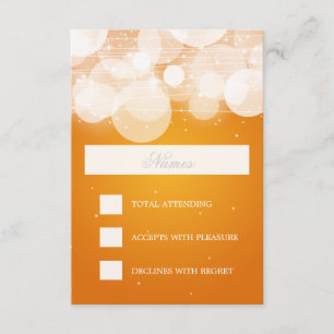 Elegant Wedding RSVP Glow & Sparkle Orange Card