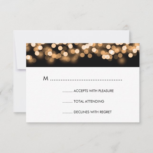 Elegant Wedding RSVP Gold Hollywood Glam (Front)