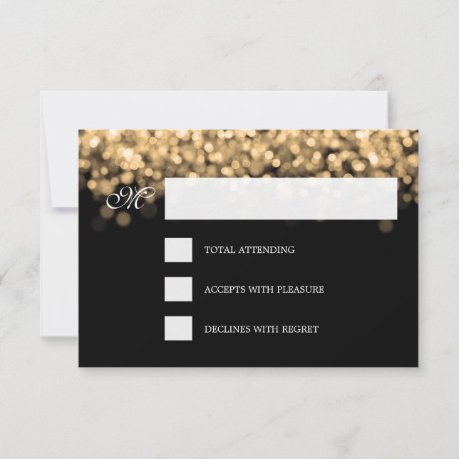 Elegant Wedding RSVP Gold Lights CUSTOM (Front)