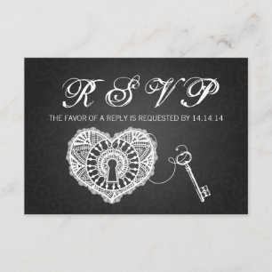 Elegant Wedding RSVP Key To My Heart Black