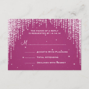Elegant Wedding RSVP Night Dazzle Berry Pink Card