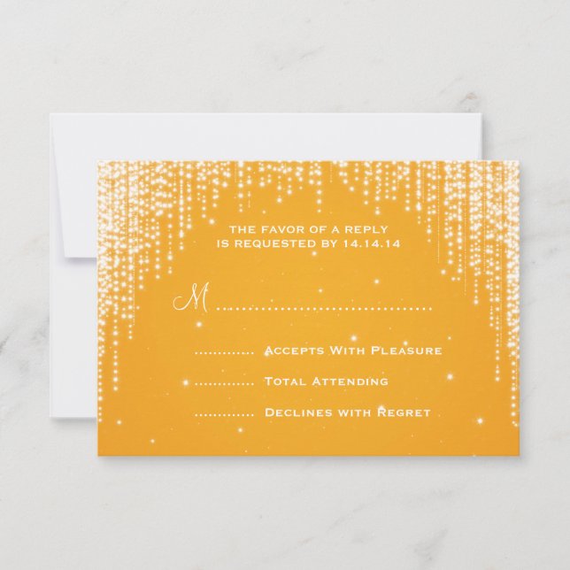 Elegant Wedding RSVP Night Dazzle Orange (Front)