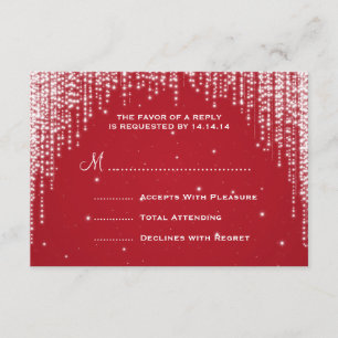 Elegant Wedding RSVP Night Dazzle Red Card