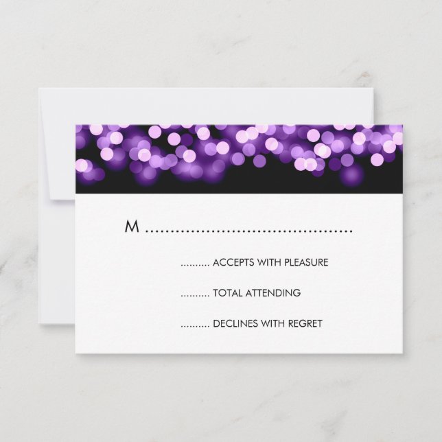 Elegant Wedding RSVP Purple Hollywood Glam (Front)