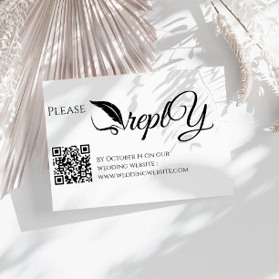 Elegant Wedding RSVP QR Code Minimalist Clean Enclosure Card