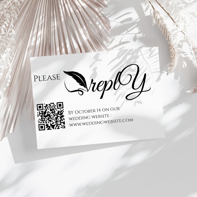 Elegant Wedding RSVP | QR Code Minimalist Clean Enclosure Card (Creator Uploaded)