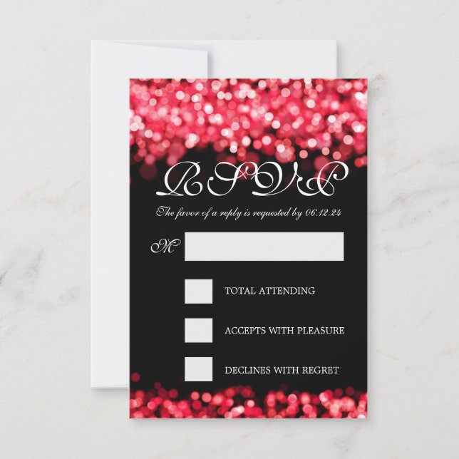 Elegant Wedding RSVP Red Lights Card (Front)