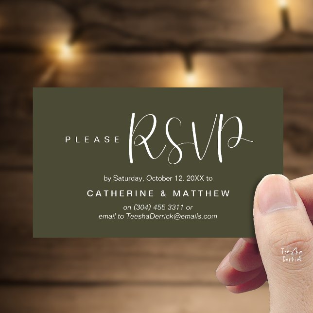  Elegant "Wedding RSVP" Reminder Details Enclosure Card (Elegant "Wedding RSVP" Reminder Details Enclosure Card Olive Green)
