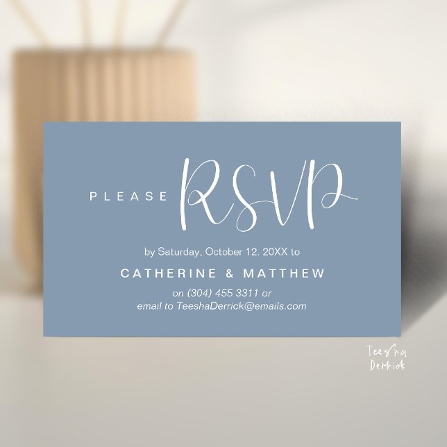  Elegant "Wedding RSVP" Reminder Details Enclosure Card (Elegant "Wedding RSVP" Reminder Details Enclosure Card Dusty Blue)