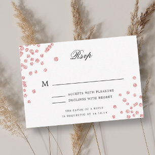 Elegant Wedding RSVP Rose Gold Navy Confetti 