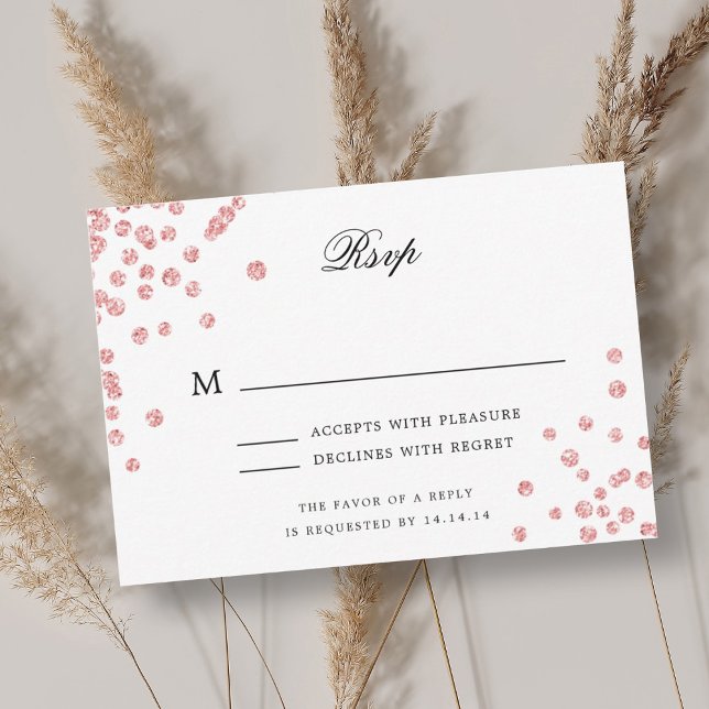 Elegant Wedding RSVP Rose Gold Navy Confetti  (Elegant Wedding RSVP Rose Gold Navy Confetti )