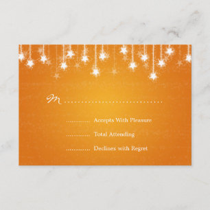 Elegant Wedding RSVP Shimmering Stars Orange