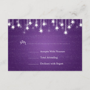 Elegant Wedding RSVP Shimmering Stars Purple