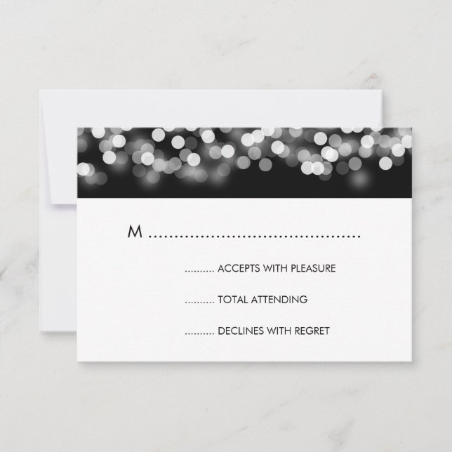 Elegant Wedding RSVP Silver Hollywood Glam (Front)