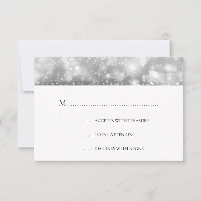 Elegant Wedding RSVP Silver Shimmer Lights (Front)