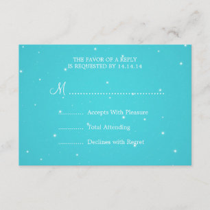 Elegant Wedding RSVP Sparkling Chain Blue Card