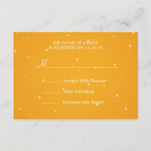 Elegant Wedding RSVP Sparkling Chain Orange Card