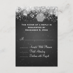 Elegant Wedding RSVP Sparkling Night Black Card