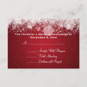 Elegant Wedding RSVP Sparkling Night Red