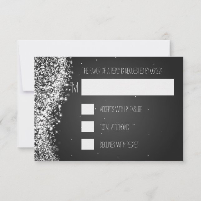 Elegant Wedding RSVP Sparkling Wave (Front)