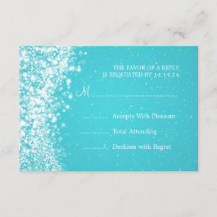 Elegant Wedding RSVP Sparkling Wave Blue Card