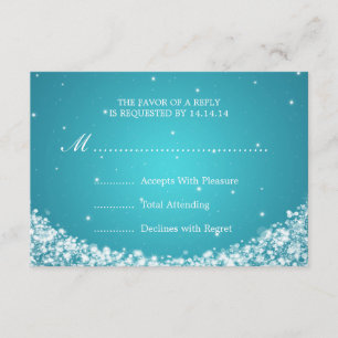 Elegant Wedding RSVP Star Sparkle Blue Card