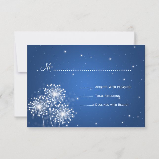 Elegant Wedding RSVP Summer Sparkle Sapphire Blue (Front)
