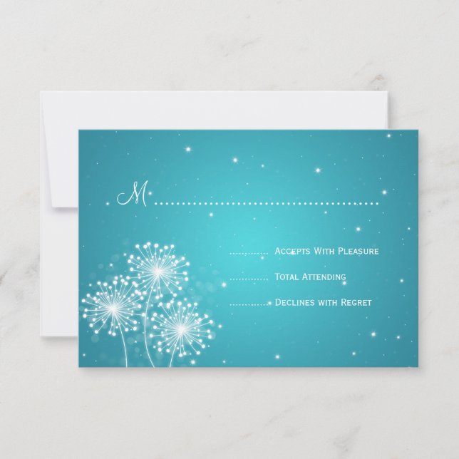 Elegant Wedding RSVP Summer Sparkle Turquoise (Front)