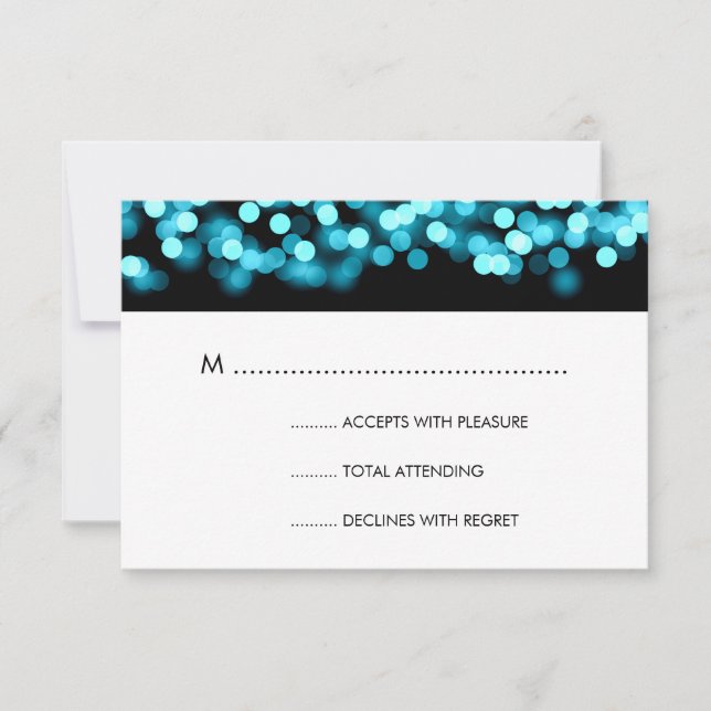 Elegant Wedding RSVP Turquoise Hollywood Glam (Front)