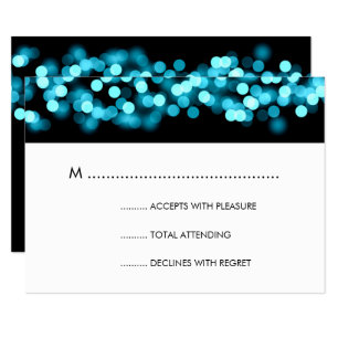 Elegant Wedding RSVP Turquoise Hollywood Glam Card
