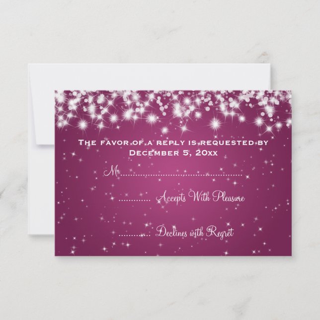Elegant Wedding RSVP Winter Sparkle Pink (Front)