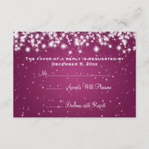 Elegant Wedding RSVP Winter Sparkle Pink Card