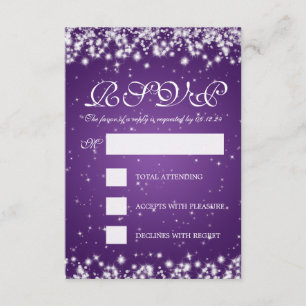 Elegant Wedding RSVP Winter Sparkle Purple