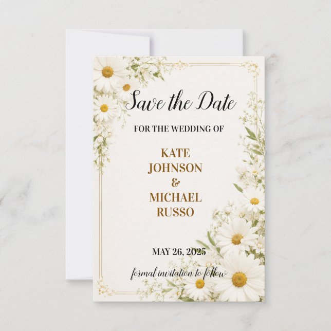 Elegant Wedding Rustic Retro Modern Floral Save The Date (Front)