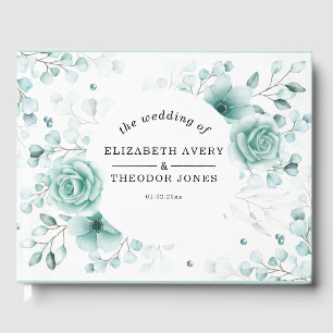Elegant Wedding sage greens Floral Guest Book