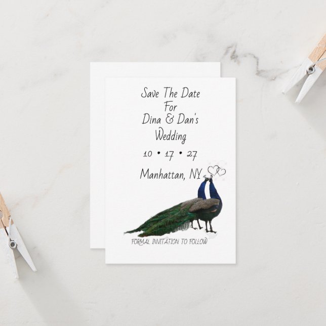 Elegant Wedding Save the Date Card (Front/Back In Situ)
