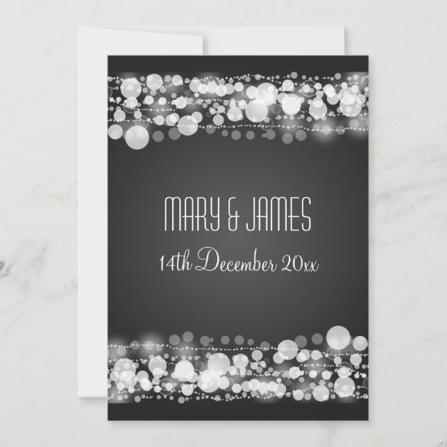 Elegant Wedding Save The Date Dotted Black (Front)