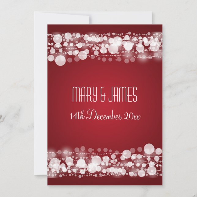 Elegant Wedding Save The Date Dotted Red (Front)