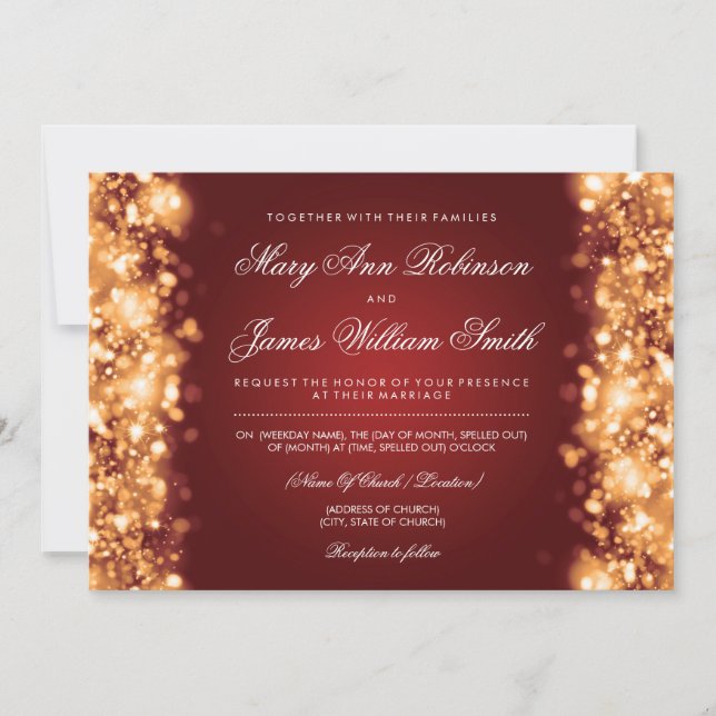Elegant Wedding Save The Date Lights Gold (Front)