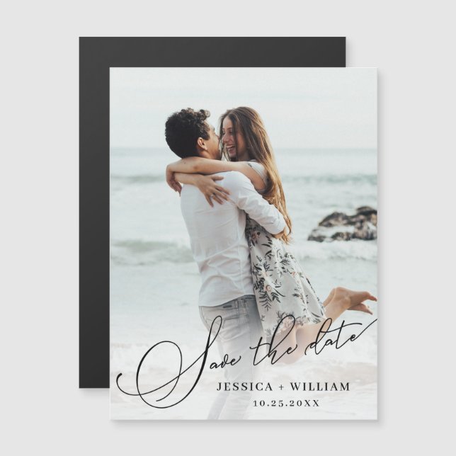 Elegant Wedding Save the Date Magnetic PHOTO Card (Front/Back)