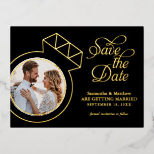 Elegant Wedding Save the Date Photo Foil Invitation Postcard