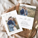 Elegant Wedding Save the Date Photo Minimalist<br><div class="desc">Wedding Save the Date Cards that have a photo on the front and back. The Save the Date cards contain a modern hand lettered cursive script typography that are elegant,  simple and modern to use after you minimalist simple wedding day celebration.</div>