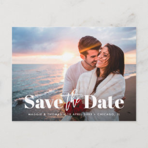 Elegant wedding save the date postcard