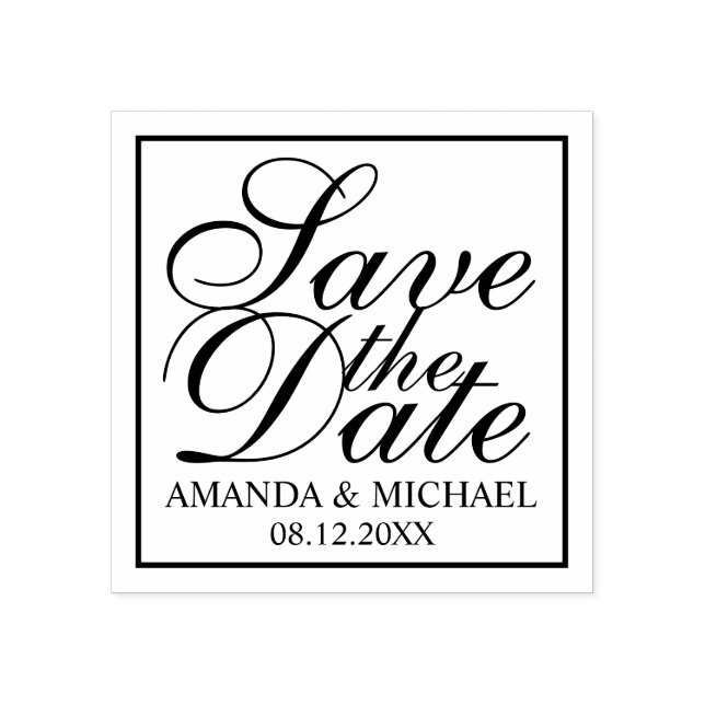 Elegant Wedding Save the Date Rubber Stamp (Imprint)